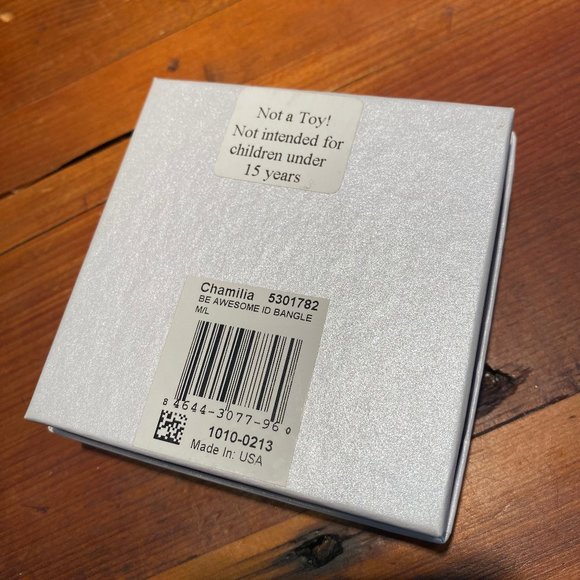 CHAMILIA STERLING SILVER ID BRACELET "BE AWESOME" WITH SWAROVSKI CRYSTAL NWT - Picture 5 of 9